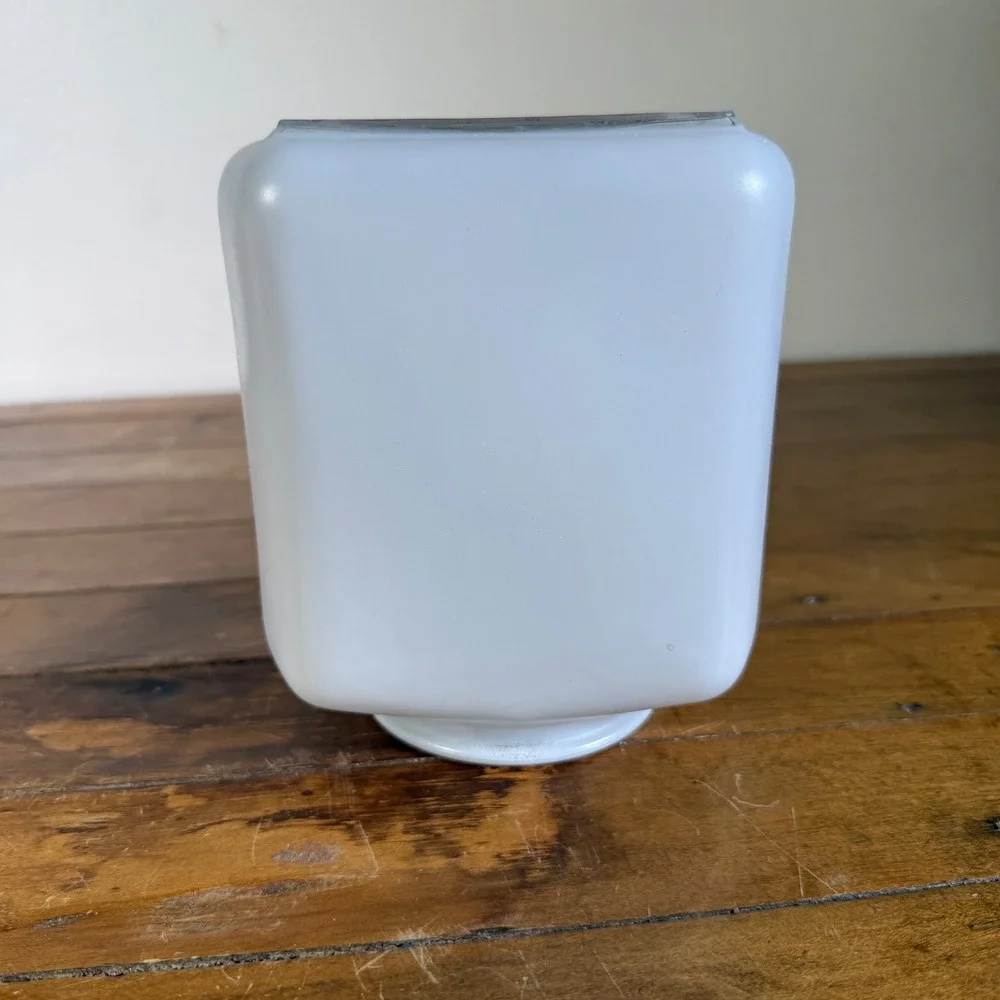 Vintage Light Globe Shade White Square Milk Glass Starburst Panel